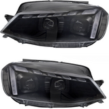 Halogen Scheinwerfer Set Schwarz für VW Golf 7.5 VII 2017–2019 mit Welcome Light | LED Tagfahrlicht