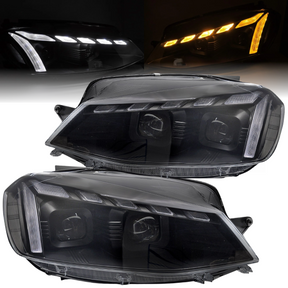 Voll LED Scheinwerfer Set Schwarz für VW Golf 7.5 Facelift 2017–2019 Hatchback & Variant mit LED Tagfahrlicht & dynamischen Blinkern - CR Tuning