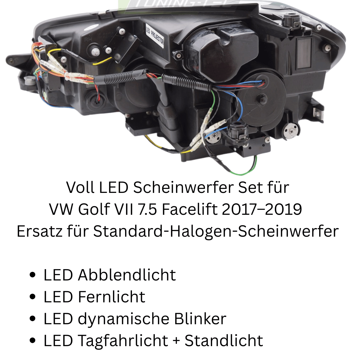 Voll LED Scheinwerfer Set Schwarz für VW Golf 7.5 Facelift 2017–2019 Hatchback & Variant mit LED Tagfahrlicht & dynamischen Blinkern