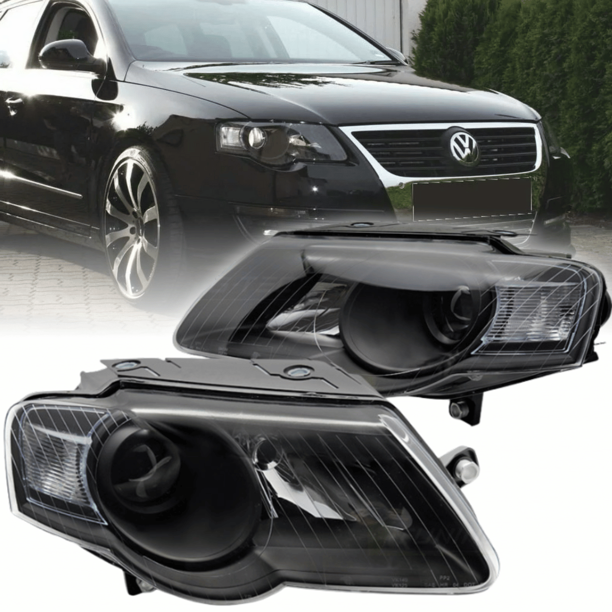 Scheinwerfer Set Schwarz für VW Passat B6 3C Limousine & Variant 2005–2010