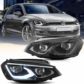 Voll LED Scheinwerfer Set Schwarz Golf 7 VII 2013-2017 mit Welcome Light und Tagfahrlicht