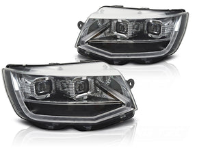 Voll LED Scheinwerfer Set Chrom VW T6 Transporter Multivan 2015-2019 mit LED Tagfahrlicht dynamischen Blinkern