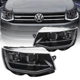 Voll LED Scheinwerfer Set Schwarz für VW T6 2015–2019 Transporter Multivan Caravelle mit Dynamischem Blinker