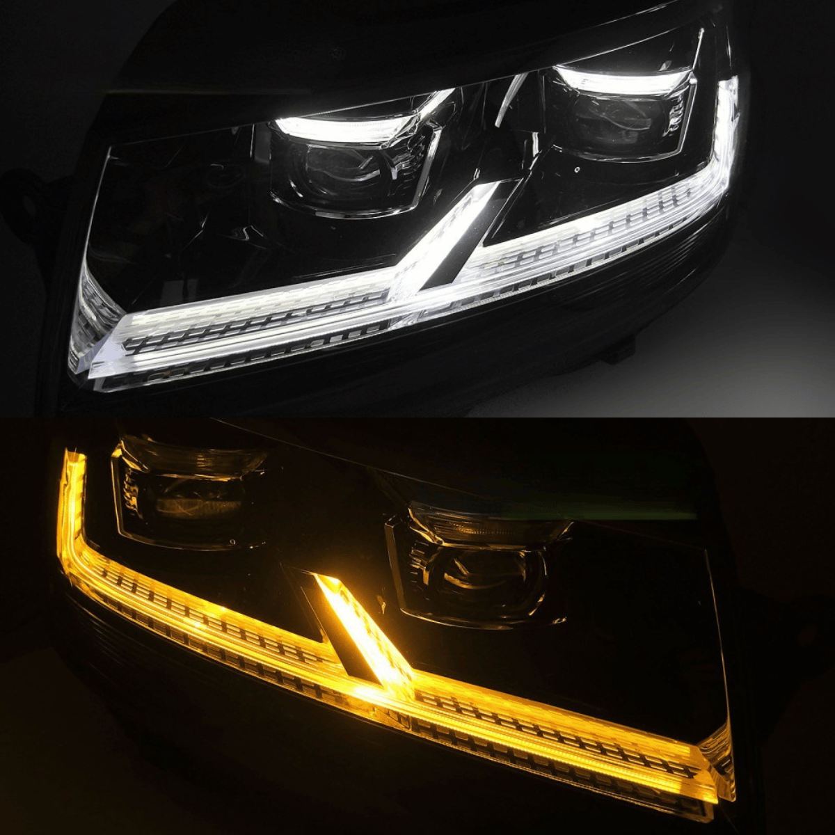Voll LED Scheinwerfer Set Schwarz für VW T6 2015–2019 Transporter & Multivan mit LED Tagfahrlicht
