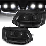 Voll LED Scheinwerfer Set Schwarz für VW T5.2 2010–2015 Transporter mit LED Tagfahrlicht & Dynamischem Blinker