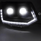 Voll LED Scheinwerfer Set Schwarz für VW T5.2 2010–2015 Transporter mit LED Tagfahrlicht & Dynamischem Blinker