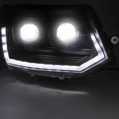 Voll LED Scheinwerfer Set Schwarz für VW T5.2 2010–2015 Transporter mit LED Tagfahrlicht & Dynamischem Blinker