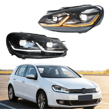 Voll LED Scheinwerfer Set für VW Golf 6 VI 2008–2013 Welcome Light Schwarz