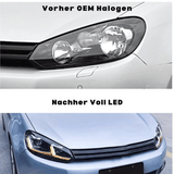 Voll LED Scheinwerfer Set für VW Golf 6 VI 2008–2013 Welcome Light Schwarz