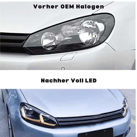 Voll LED Scheinwerfer Set für VW Golf 6 VI 2008–2013 Welcome Light Schwarz