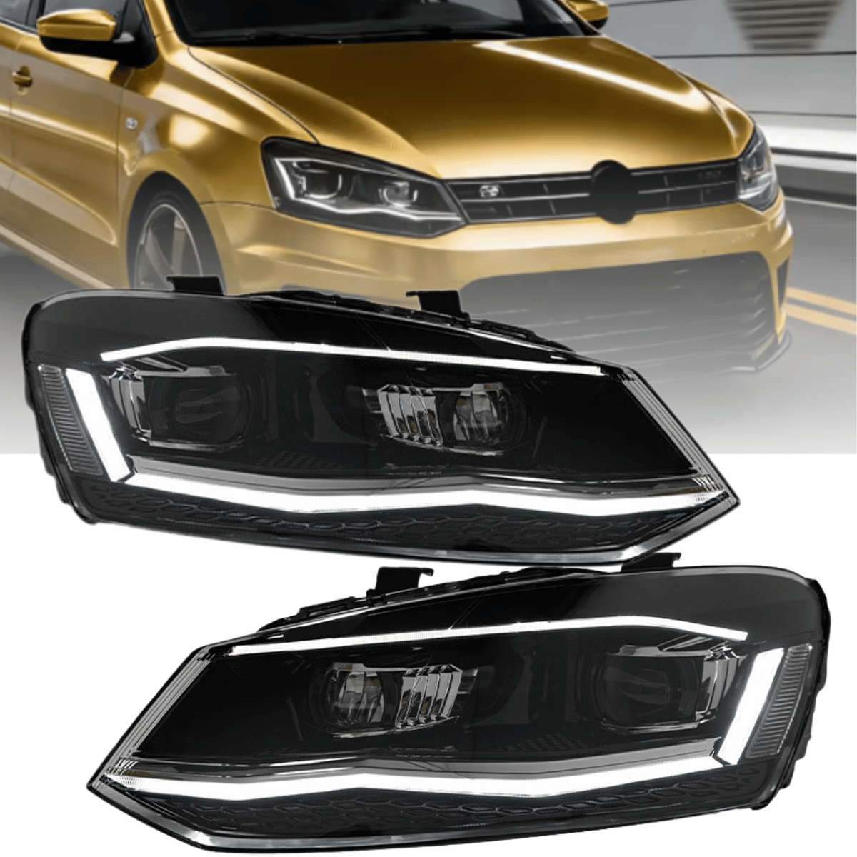 Voll LED Scheinwerfer Set mit DRL für VW Polo 6R 2009–2017