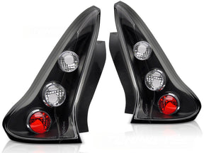 Schwarze Halogen Rückleuchten Set für Citroën C4 Coupé 2004-2010 mit roten und weißen Leuchten