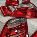 Rote LED Rückleuchten für BMW E90 E91 mit Klarglas-Akzenten, Tuning Zubehör