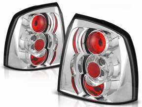 Chrom Rückleuchten Set für Opel Astra G 3D/5D, Tuning Scheinwerfer, LED Rückleuchten
