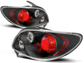 Schwarze Rückleuchten Set Peugeot 206 10.1998- mit roten Akzenten und Klarglasoptik