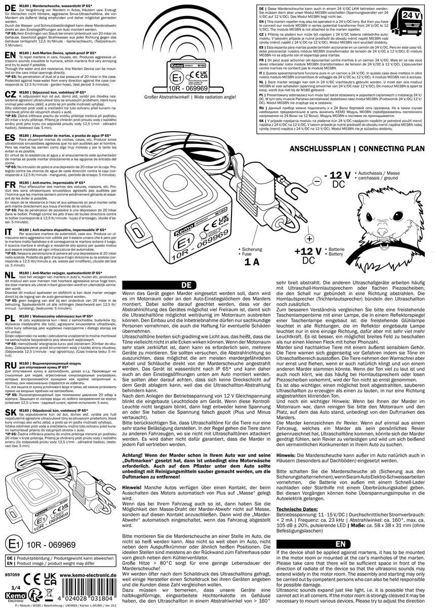 Ultraschall Marderschreck 12V Marderabwehr wasserdicht IP65 Marderfrei Auto