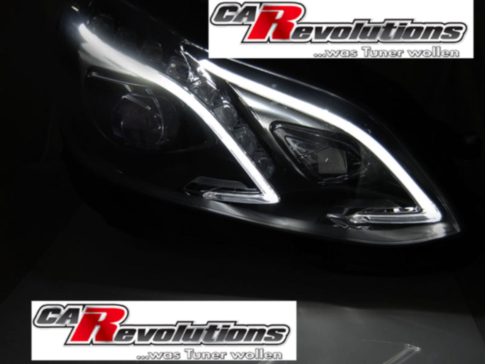 Voll LED Scheinwerfer Set mit Light Tube Tagfahrlicht in schwarz E-Klasse für Mercedes W212 13-16