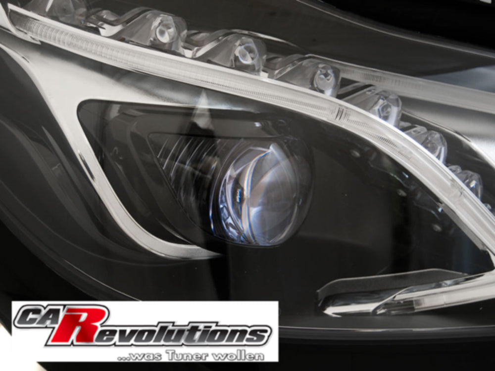 Voll LED Scheinwerfer Set mit Light Tube Tagfahrlicht in schwarz E-Klasse für Mercedes W212 13-16