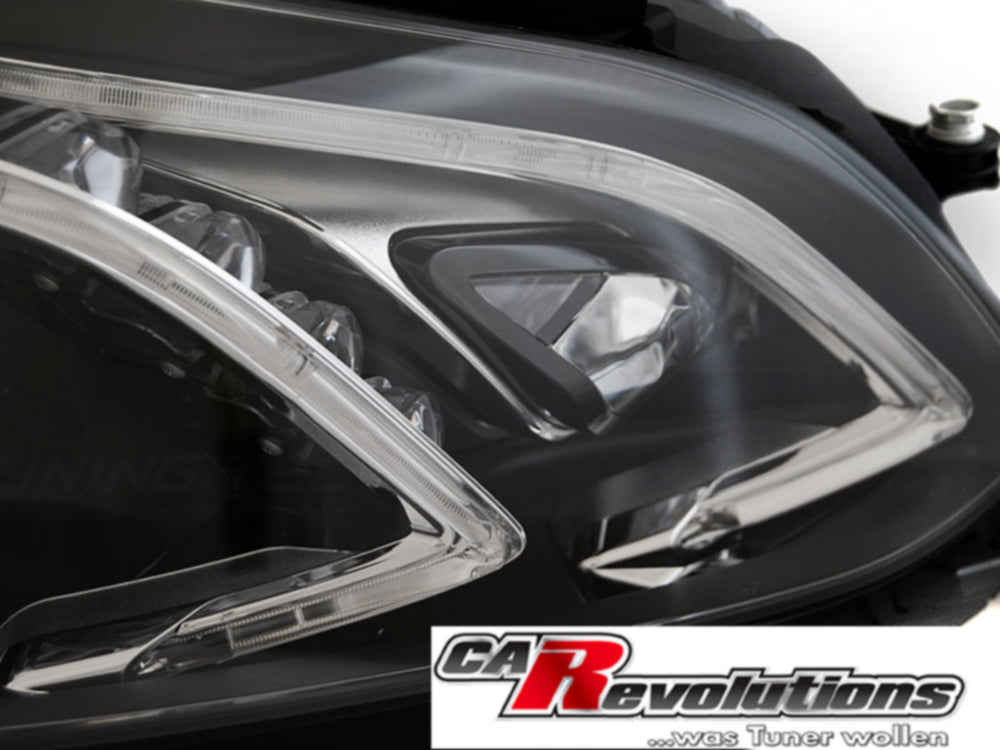 Voll LED Scheinwerfer Set mit Light Tube Tagfahrlicht in schwarz E-Klasse für Mercedes W212 13-16