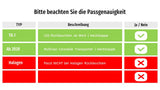 Tabelle: Kompatibilität LED Rückleuchten für VW T6.1 und Ab 2020 Modelle mit Heckklappe