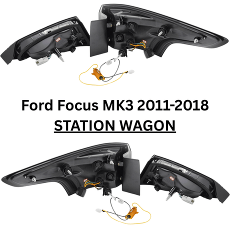 Rückseite von Voll LED Rückleuchten Set rot smoke für Ford Focus MK3 Kombi 2011-2018