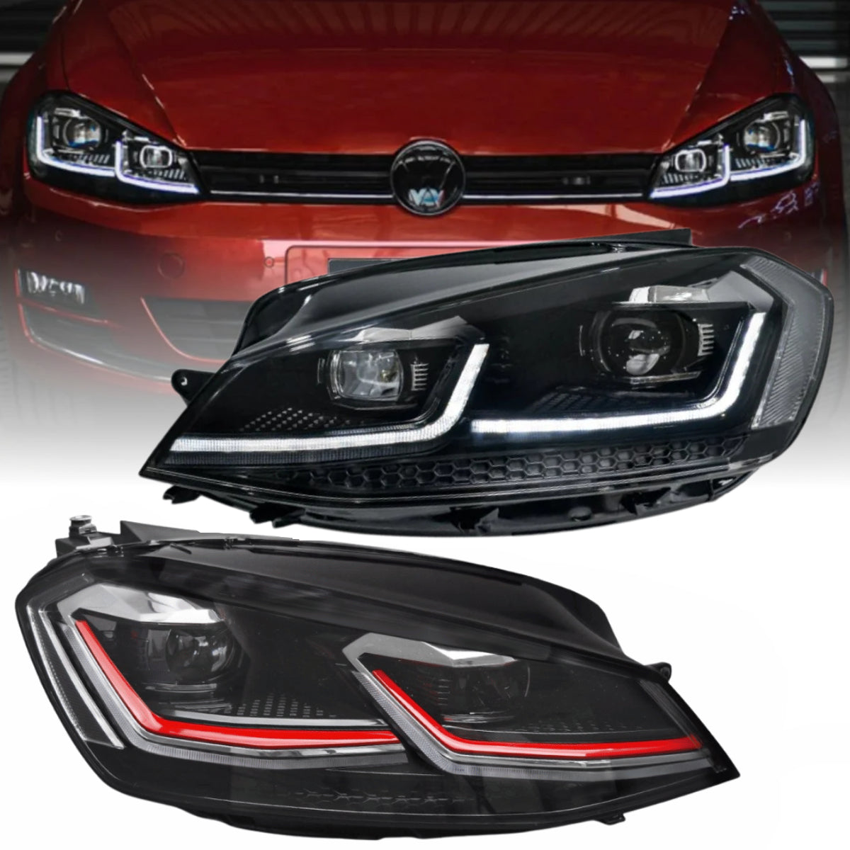 Voll LED Scheinwerfer Set Line für VW Golf 7 VII 2012–2017 Limo & Kombi mit Dynamischen Blinkern & Welcome Light